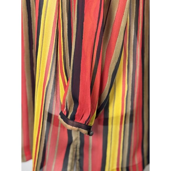 Jones New York Sport Size XL Women Sheer Multicolor Striped Blouse - Picture 6 of 11